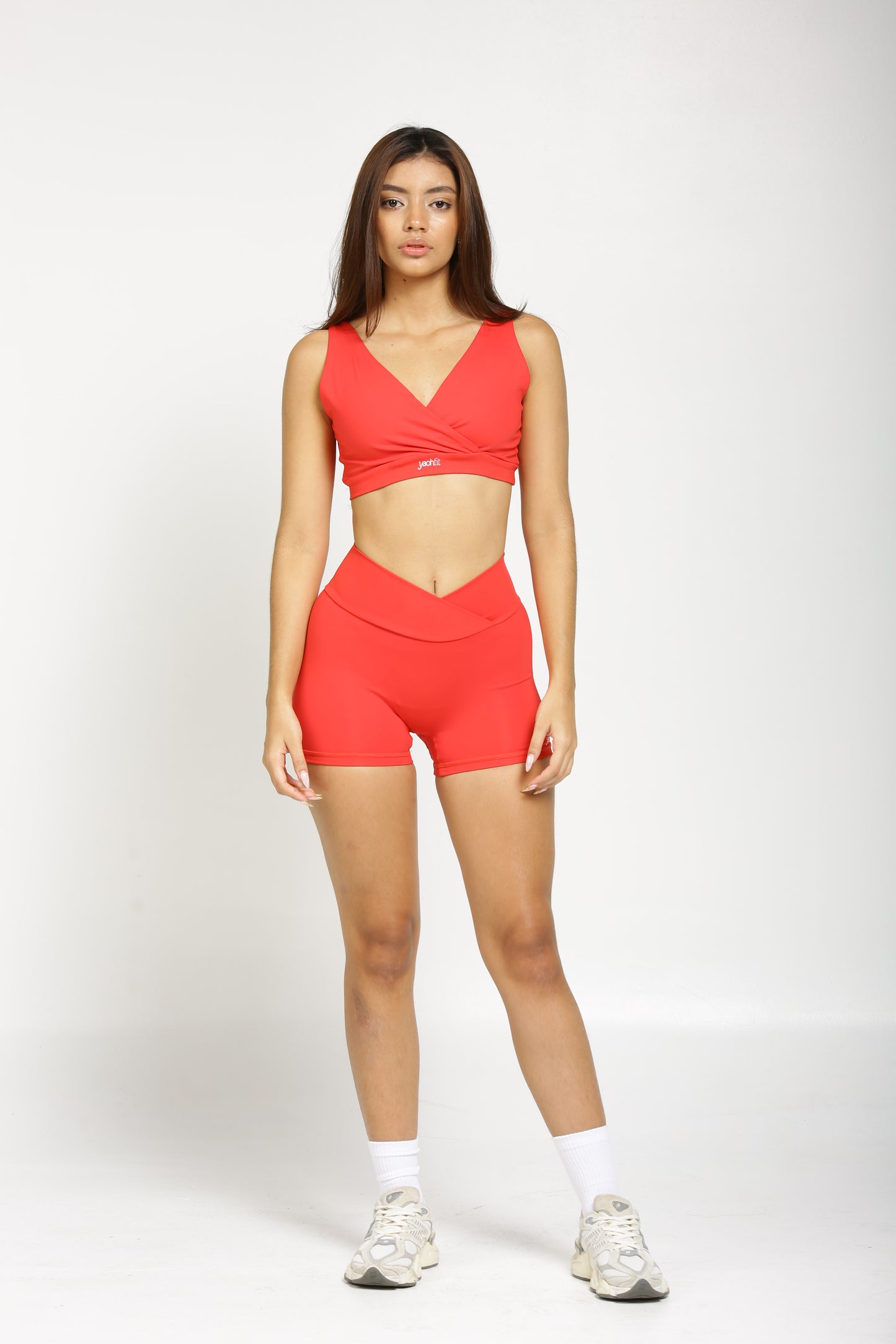 Short con pretina cruzada Rojo