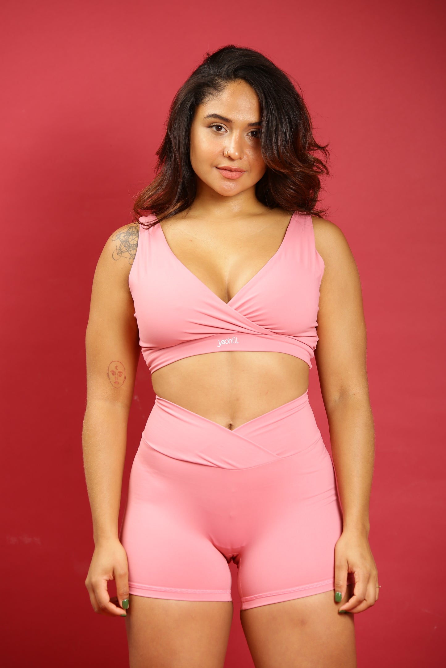 Short con pretina cruzada Rosa