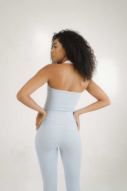 Camiseta sin mangas con cuello halter | Baby blue