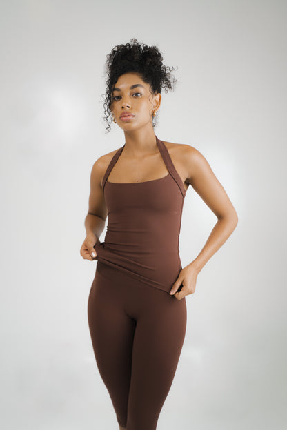 Camiseta sin mangas con cuello halter | Couro
