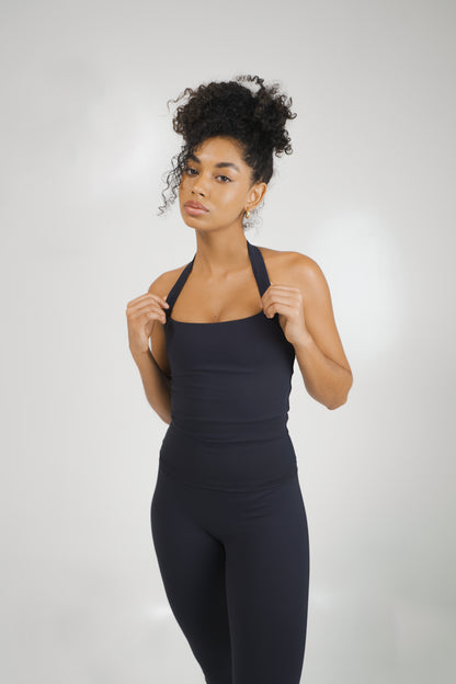 Camiseta sin mangas con cuello halter | Negro